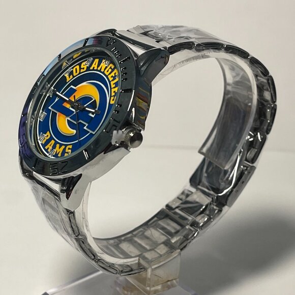 Los Angeles Rams NFL Team Logo Men's Stainless-Steel Silver Watch NEW - Picture 3 of 6